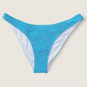 NWT PINK VICTORIA’S SECRET TURQUOISE BLUE SHINY BIKINI SMALL BOTTOMS